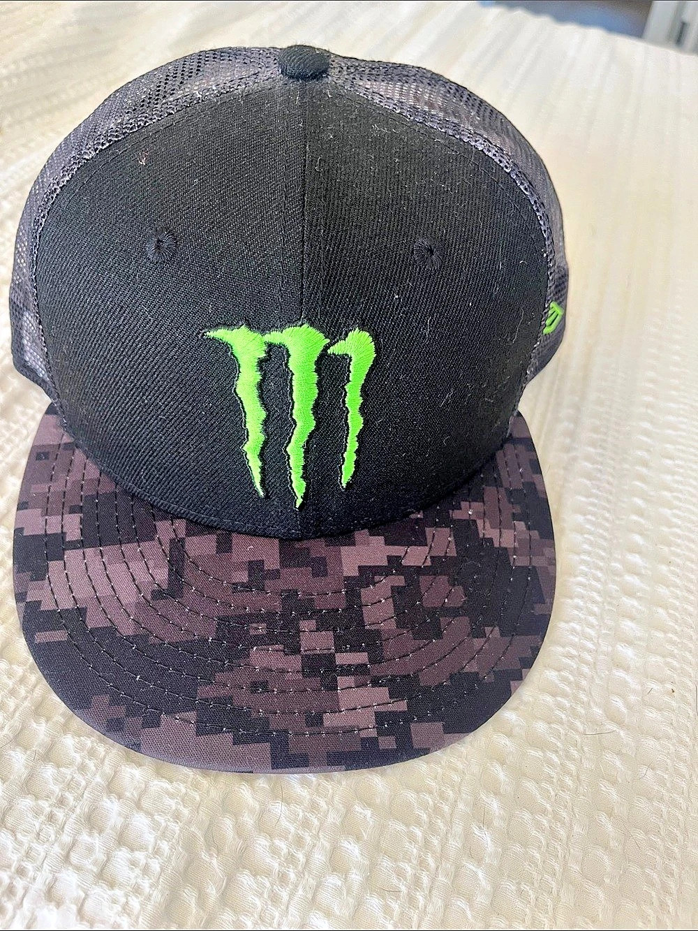 Monster Energy Camo Trucker Hat Black & Purple Like New